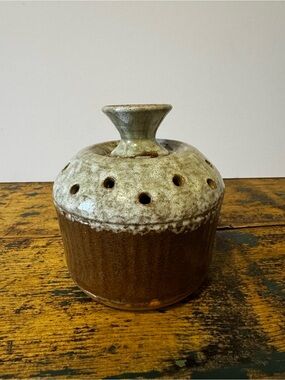 Vintage Pinecroft Pottery Aylmer Canada Flower Frog Posy Vase